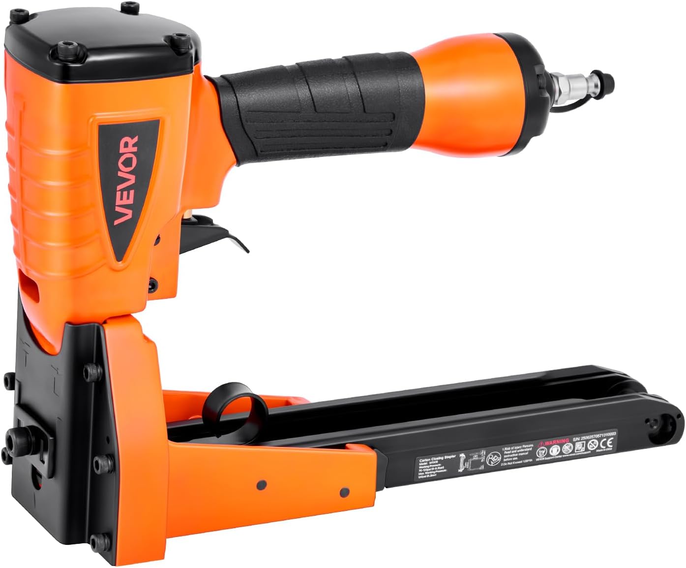 VEVOR Pneumatic Carton Closing Stapler, 13 Gauge Pneumatic Cardboard Staple Gun for 1-3/8 inch Crown 5/8' & 3/4' Length, Depth-Adjustable 70-120 PSI Air Staple Gun for Boxes Carton Closing, Packaging