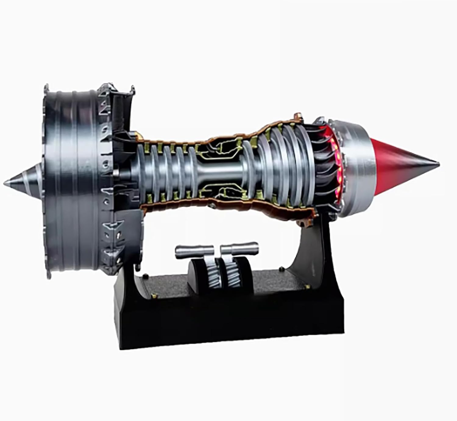 TR900 Turbofan Engine Model, Adjustable Speed Aircraft Engine Turbojet Engine Model with Light, Mechanical Science Education Toy Desk Decor Gift Ideal for Adult (24CM)