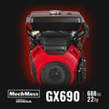 MechMaxx 7'' inch Honda 688cc 22HP Twin Cylinder Electric Starting Gasoline Powered Engine Hydraulic Feeding Towable Wood Chipper Shredder Mulcher with Towbar/Tail Light/Emergency Stop Bar, DCH7