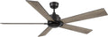 Carro 60 Inch Ceiling Fan without Lights, Black Ceiling Fan with Remote Low Profile, 10-Speed Reversible DC Motor, 5 Wood Finish Blades, Indoor, for Bedroom