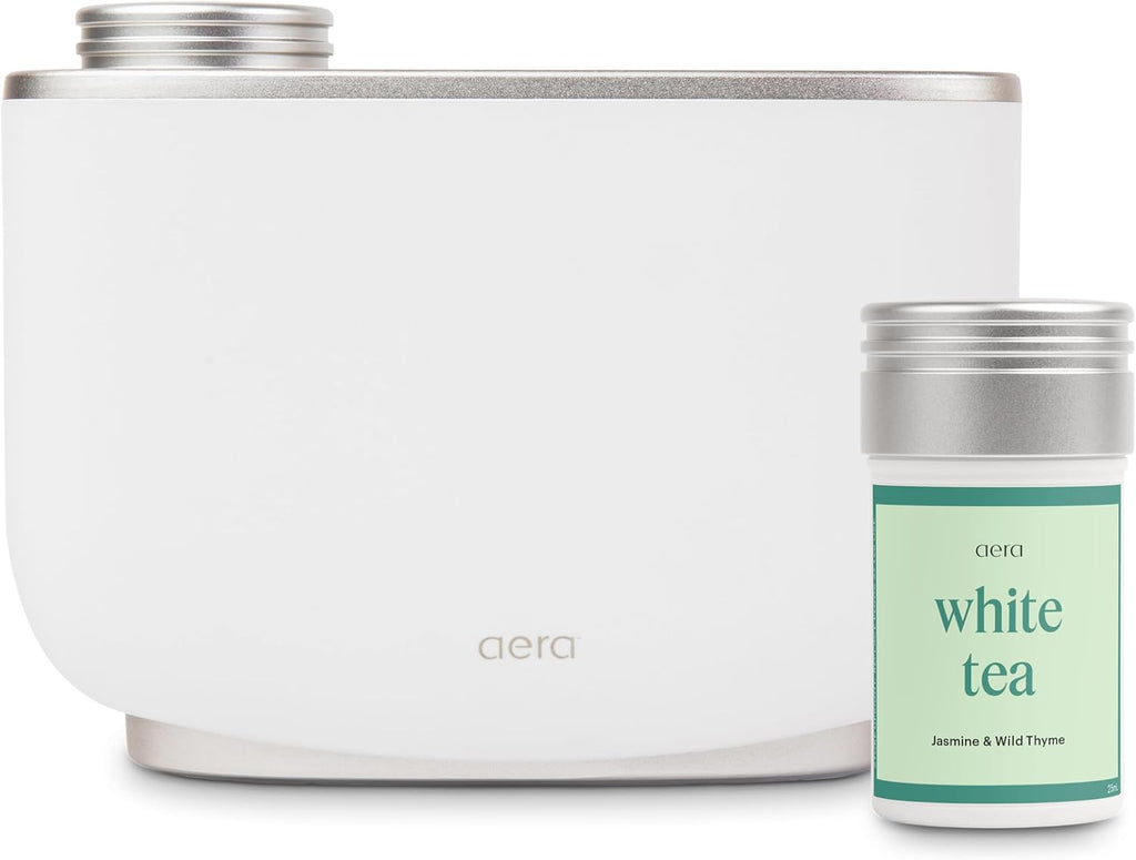 Aera Waterless Plug-in Essential Oil Diffuser for Large Rooms + White Tea Fragrance Capsule – Wi-Fi App & Alexa Control – Luxury Home Fragrance Scent Machine Starter Kit (Includes 1 Capsule)