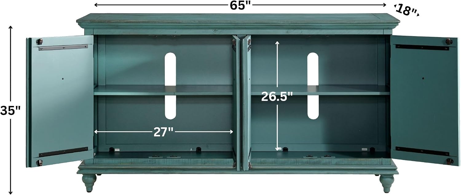 Martin Svensson Home Garden District Rustic Turquoise Solid Wood 65' TV Stand