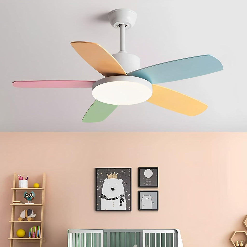 Kids Quiet Ceiling Fan with Light 42in Colorful Remote Fan Ceiling with Light Girls Boys Room Bedroom ETL Listed Ceiling Fans 6 Gear Wind Speeds 60W LED Ceiling Fan Lighting for Living Room
