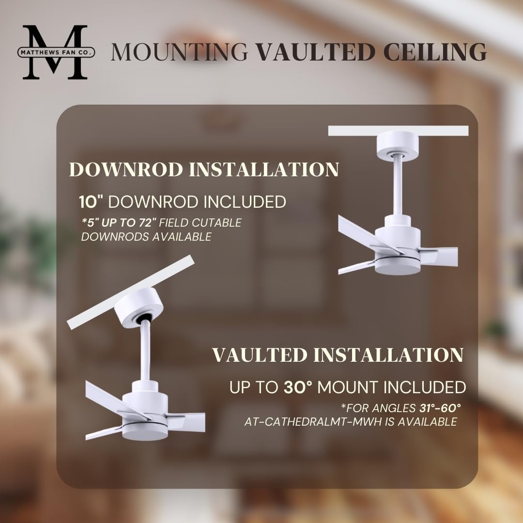 Matthews AK-MWH-MWH-42 Alessandra Wet Rated 42' Outdoor Ceiling Fan without Light, Remote Included, Silent DC Motor, Matte White