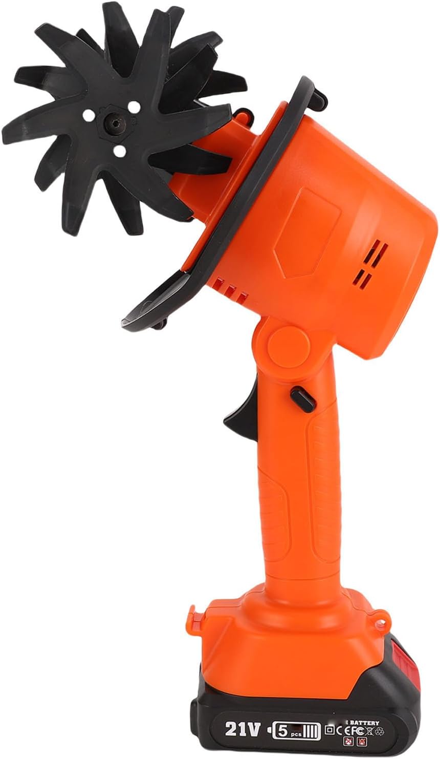 CHICIRIS Cordless Mini Tiller Cultivator, 235RPM Electric with 4 Manganese Steel Blades for Gardening, with 2 x 1.5Ah Batteries 1 Charger, for Soil Weeding Digging in Flower Beds (US Plug)