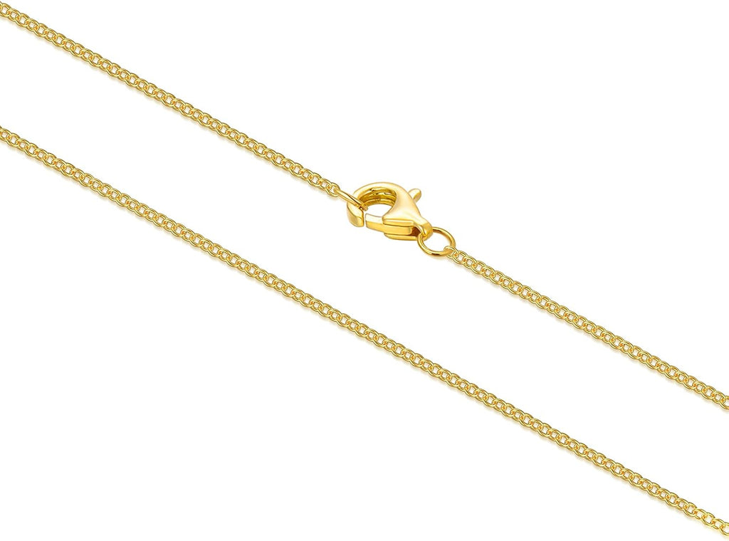 10k 14k 18k Real Gold Thin Gold Chain Necklace for Women, Classic Thin Cable Chain Necklace 1mm, 1.2mm, 1.35mm, 1.6mm, 1.75mm Durable Strong Solid 14k Gold Chain Necklace Women