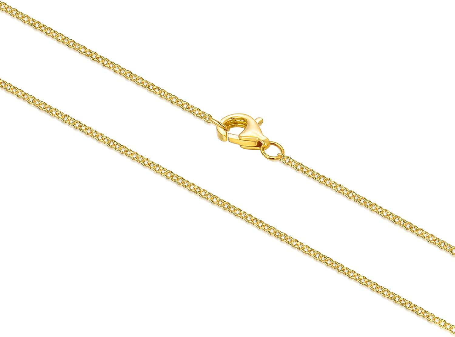 10k 14k 18k Real Gold Thin Gold Chain Necklace for Women, Classic Thin Cable Chain Necklace 1mm, 1.2mm, 1.35mm, 1.6mm, 1.75mm Durable Strong Solid 14k Gold Chain Necklace Women