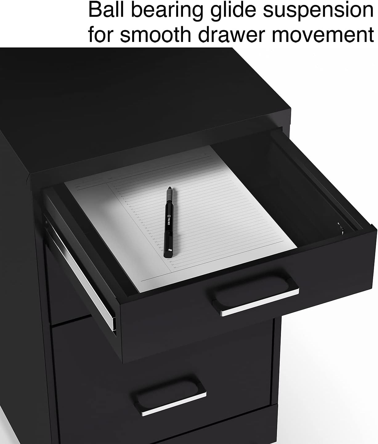 Staples 3-Drawer Vertical File Cabinet, Letter Size Documents, Lockable & Mobile, 19.9' D x 14.3' W x 25.7' H, Black
