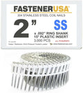 2' x .092 Ring 304SS Coil Nails 15-DEG Plastic 3,000ct