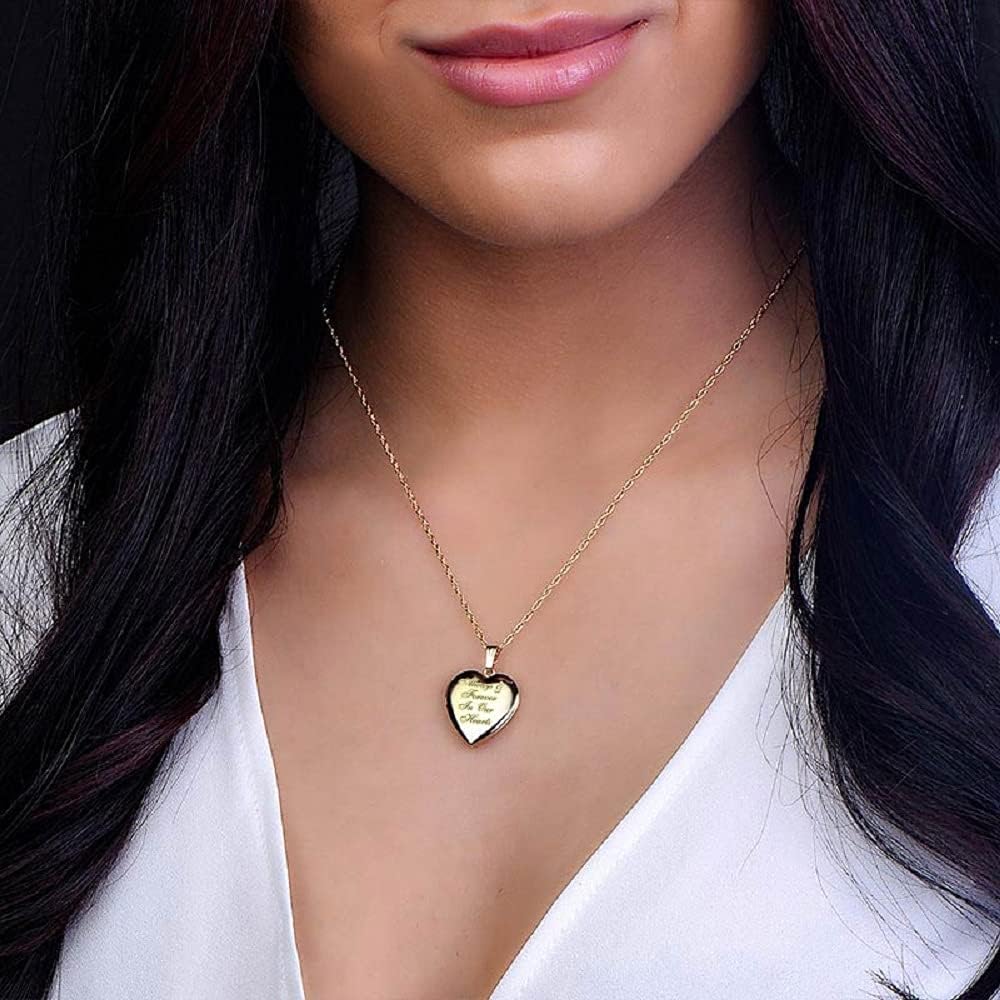 PicturesOnGold.com 14k Yellow Gold Filled Always & Forever In My Heart Photo Locket - 3/4 inch x 3/4 inch - Includes 18 inch Chain