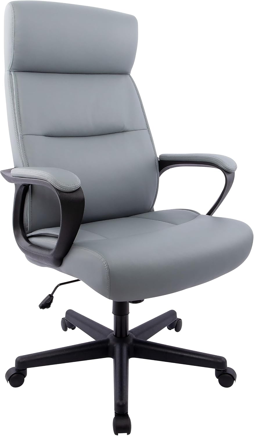 STAPLES Rutherford Ergonomic Manager & Executive Office Chair, High Back Swivel, Adjustable Height, Luxura Faux Leather, Gray