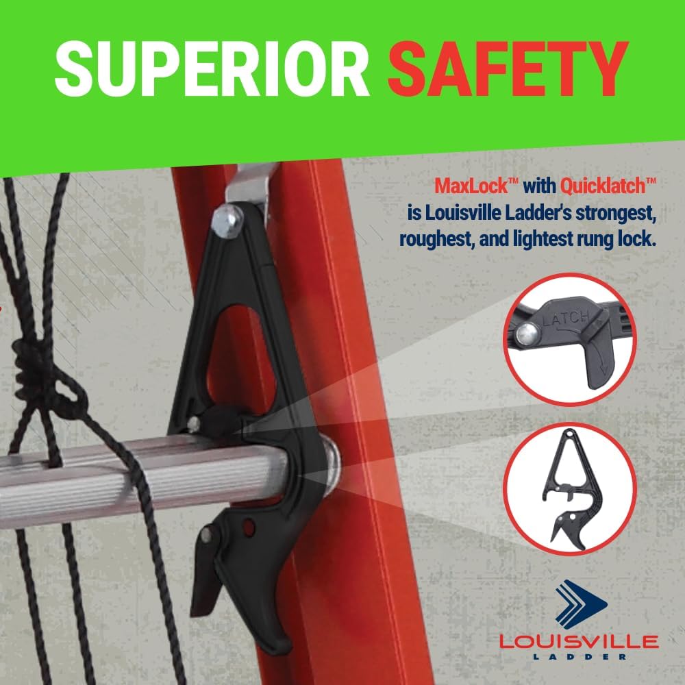 Louisville Ladder 20-foot Fiberglass Extension Ladder, 300-Pound Load Capacity, Type IA, L-3022-28PT