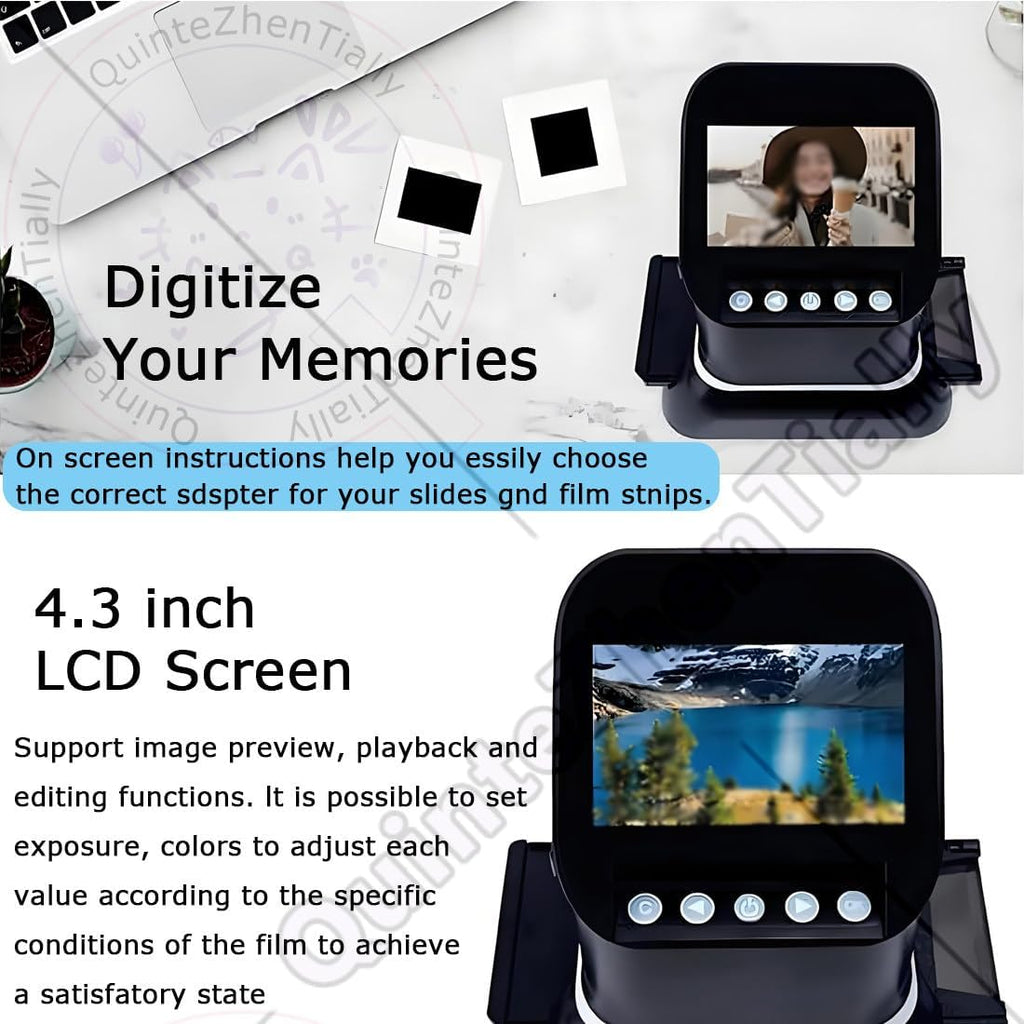 4.3' LCD All-in-One Digital Converter,High Resolution Film Slide Scanner,22 Mega Pixels Negative Photo Scanners,with 128mb Memory for Old Photo Slides & Films