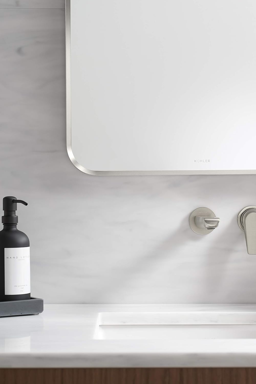Kohler 26052-BNL Essential Rectangular Bathroom Mirrors, Bathroom Mirrors for Over Sink, 22 in. W x 34 in. H, Brushed Nickel