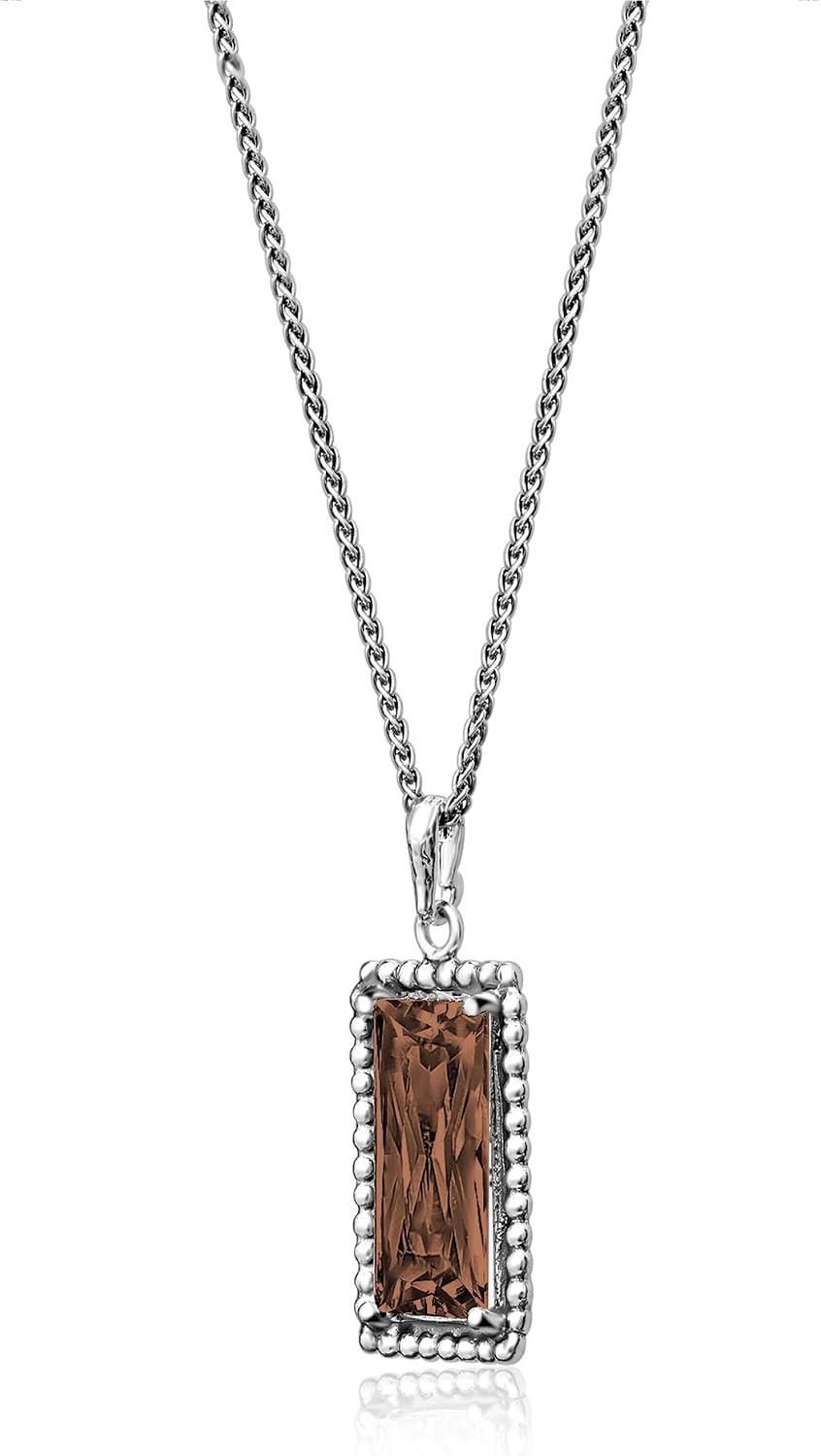 JEAN RACHEL JEWELRY 925 Sterling Silver Necklace for Women - Baguette with Cubic Zirconia Vintage Design - Hypoallergenic, Lead & Nickel Free - Artisan Handcrafted Statement Necklace