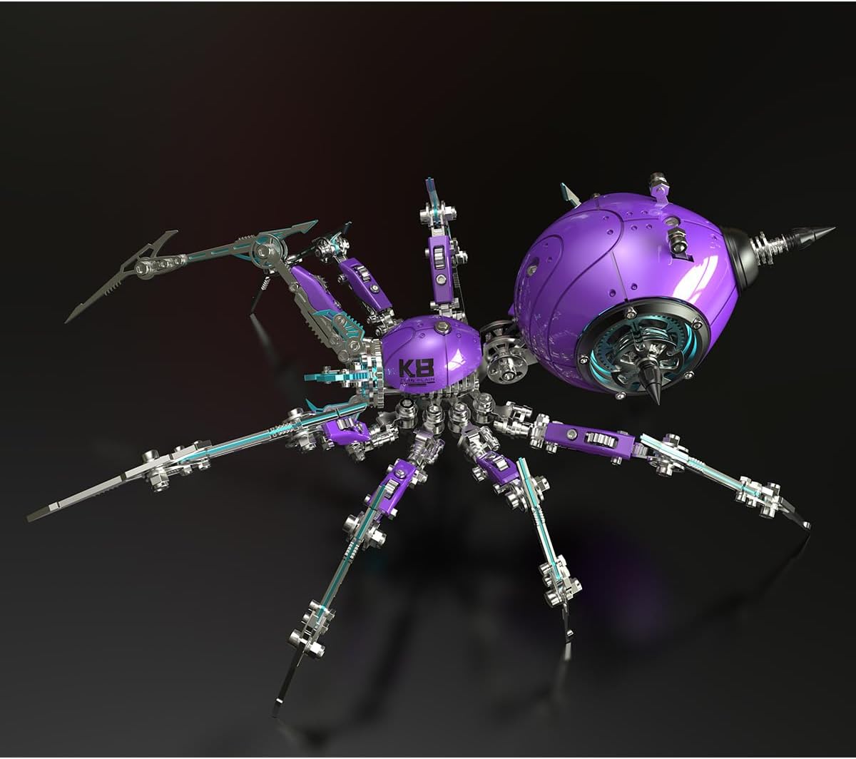 3D Metal Puzzle Spider Model Kit for Adults with Light, 602 PCS Mechanical Metal War Spider Steampunk Animal DIY Assembly Jigsaw Puzzle Model Desk Gifts for Adults