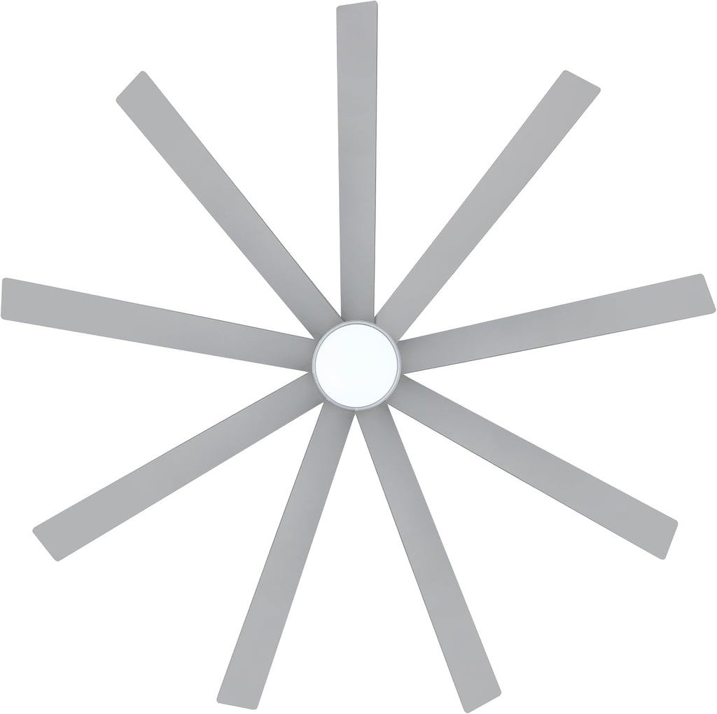 LEDLUX 84' DC Motor Ceiling Fan with Light, 6-Speed Remote Control, Reversible Motor, Modern 9 Blades Silver Ceiling Fan with 4.5'/12'/24' Downrods for Home or Commercial, Living Room/Restaurant