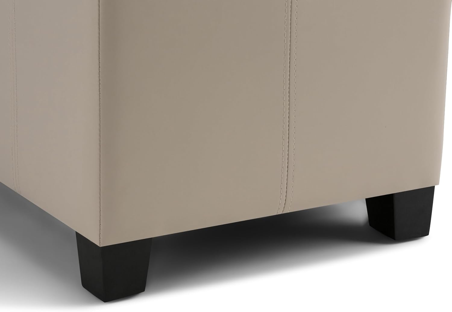 SIMPLIHOME Dover Storage Ottoman Bench - 36 inch Wide Upholstered Vegan Leather Rectangular Lift-Top Ottoman in Satin Cream, Contemporary Bench for Living Room with Safety Hinges