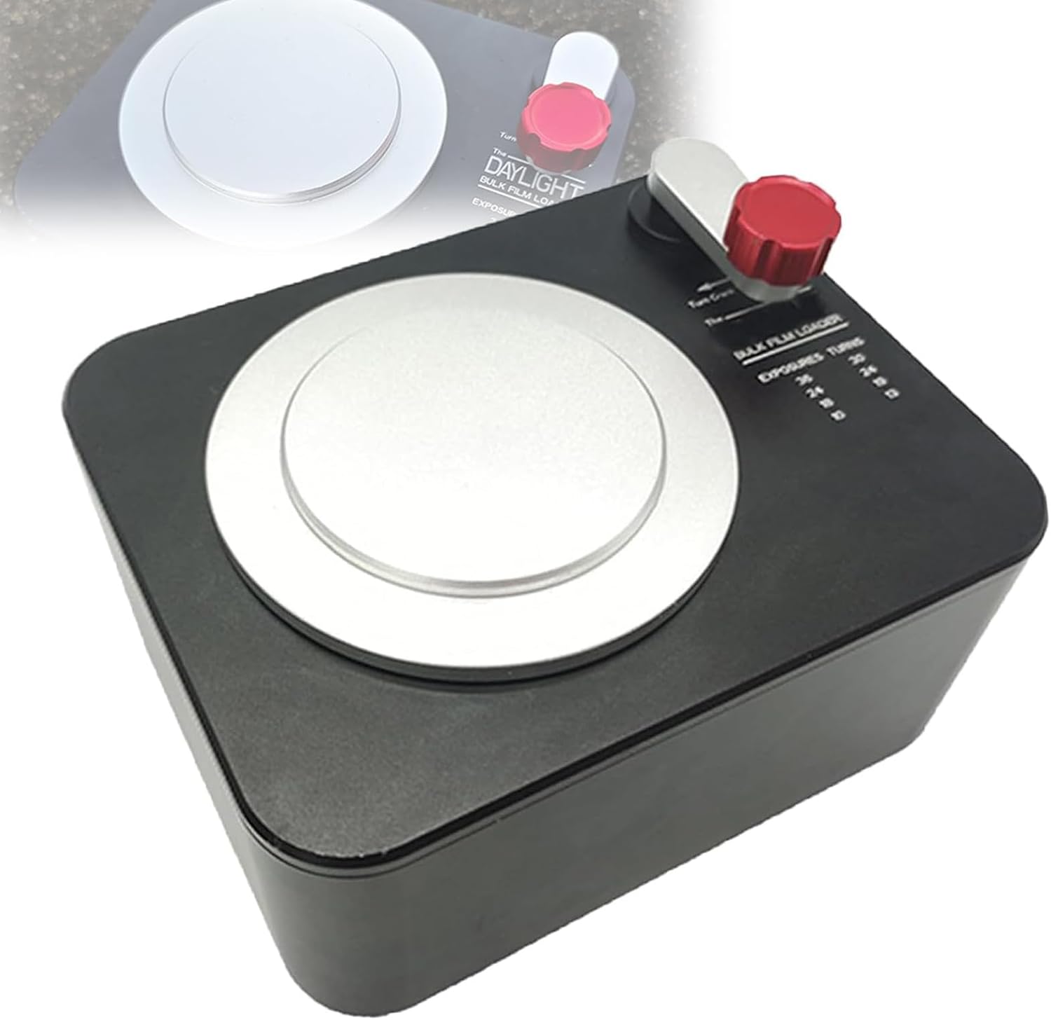 35mm Camera Film Dispenser, AP Film Roll Separator Film Distributor, Max Spindle Count 30, with Locking Cover & Film Rewind Handle, Felt Lining, for Retro Camera