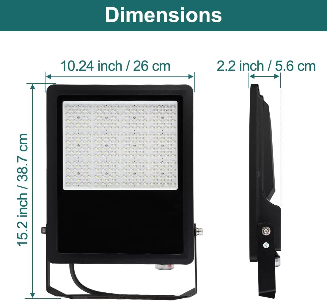 kadision LED Flood Light with 4 Selectable Wattage 200W/150W/100W/75W, Dusk-to-Dawn Photocell, 22000lm 5000K 100-277V IP66 Waterproof Trunnion Mount Outdoor Parking Lot Lights, ETL Listed (Pack of 4)