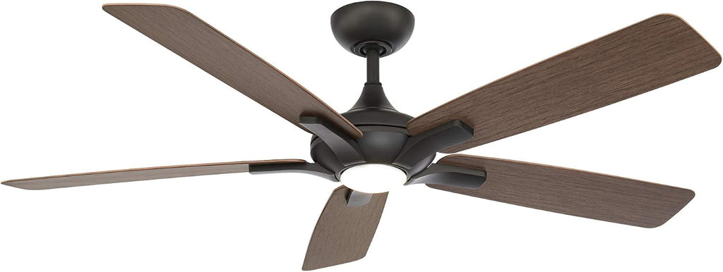 Modern Forms Mykonos Smart Indoor and Outdoor 5-Blade Ceiling Fan 60in Bronze/Dark Walnut with 2700K LED Light Kit and Remote Control worksworks with Alexa and iOS or Android App