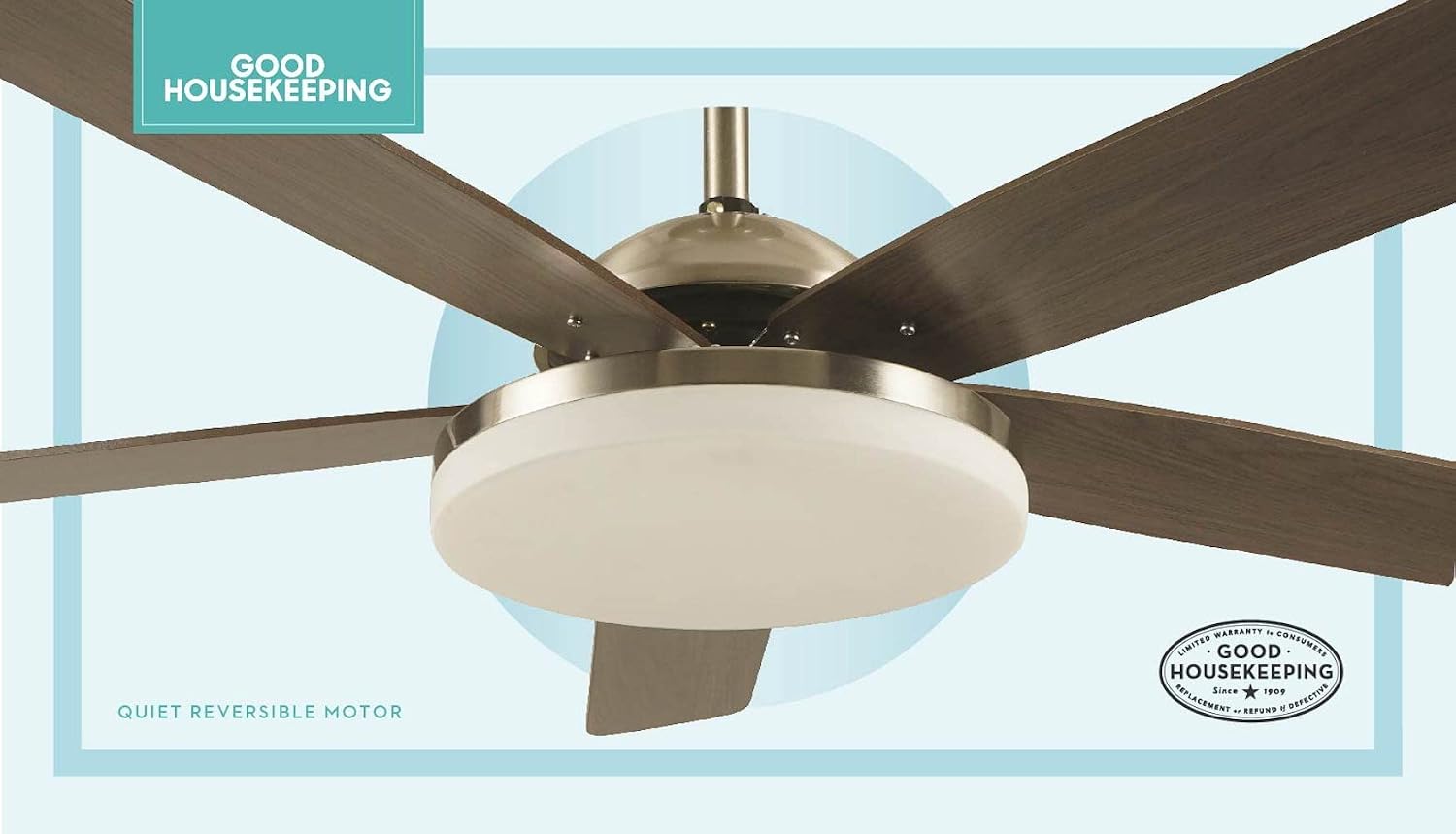Good Housekeeping 63173-BN Adeline LED Indoor Ceiling Fan with Remote Control, Brushed Nickel, 52'