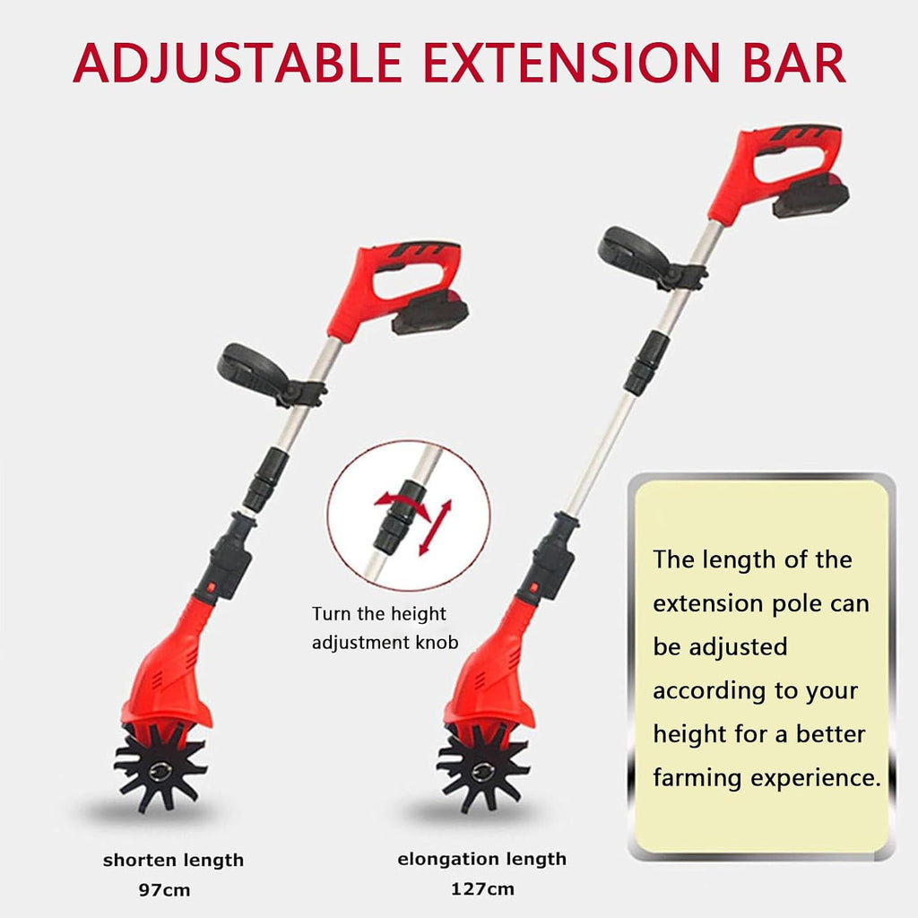 Cordless Rotavator, Handheld Electric Garden Tiller/Rotavator, 4000mah Battery Powered Soil Cultivator,20v Fast Charge Gardening Tool,4000mA×1