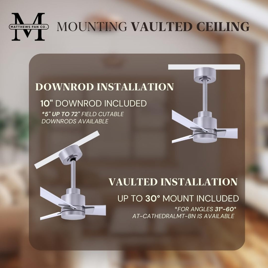 Matthews AK-BN-MWH-42 Alessandra Wet Rated 42' Outdoor Ceiling Fan without Light, Remote Included, Silent DC Motor, Brushed Nickel with Matte White