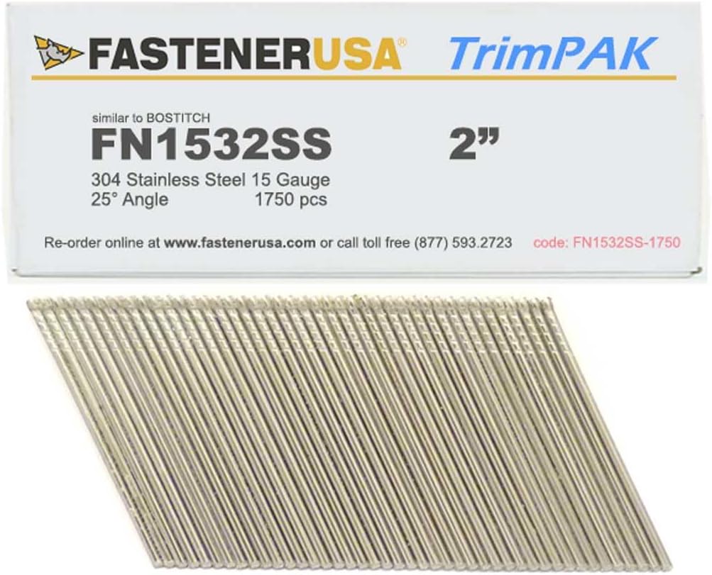 2' Angle Finish Nails 15GA 304SS 1,750ct | FN1532SS-1750