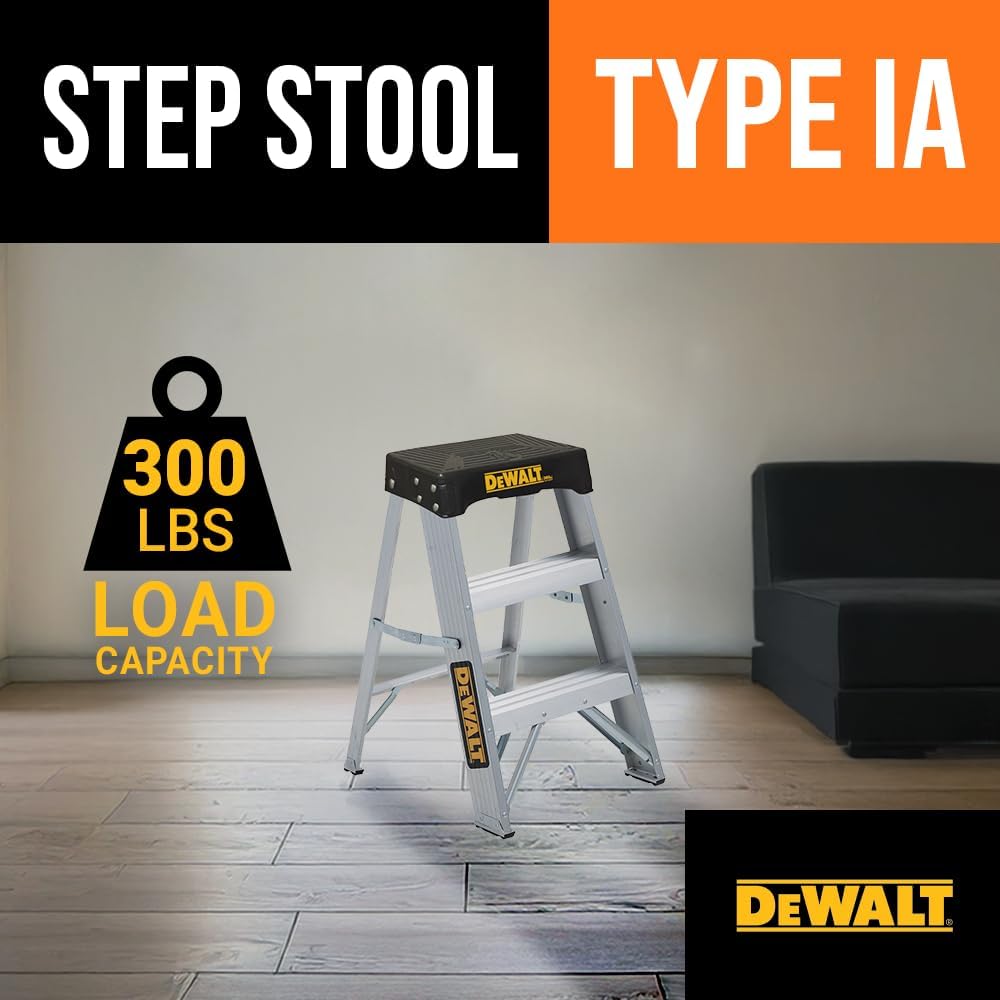 DeWalt 3-Foot Aluminum Step Ladder, 300-Pound Load Capacity, Type IA, DXL2010-03