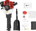 52CC 2-Stroke Gas Powered Planting Shovel Digger, 1900W Gas Powered Tree Digger Spade, Handheld Garden Root Digger with 1500BPM, Heavy Duty Planting Auger for Tree Transplanting, Root Cutting
