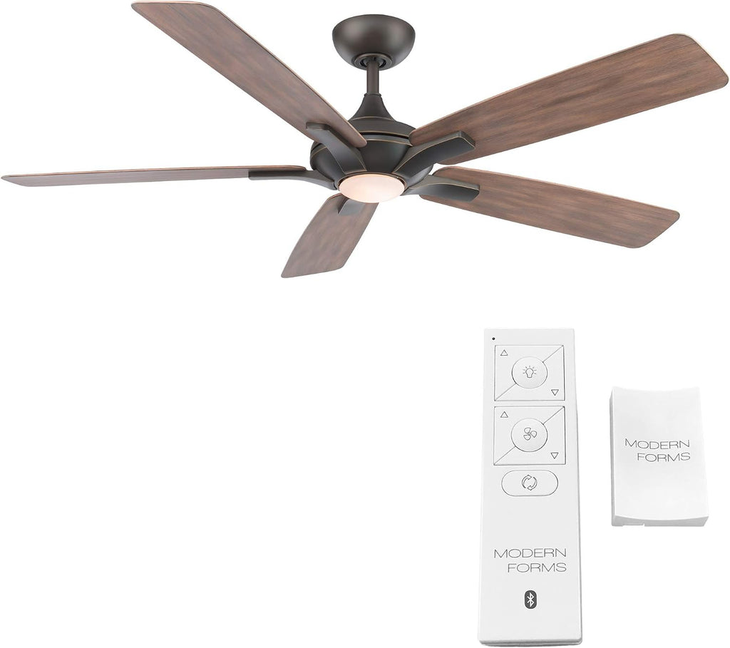 Modern Forms Mykonos Smart Indoor and Outdoor 5-Blade Ceiling Fan 60in Oil Rubbed Bronze Barn Wood with 2700K LED Light Kit and Remote Control worksworks with Alexa and iOS or Android App