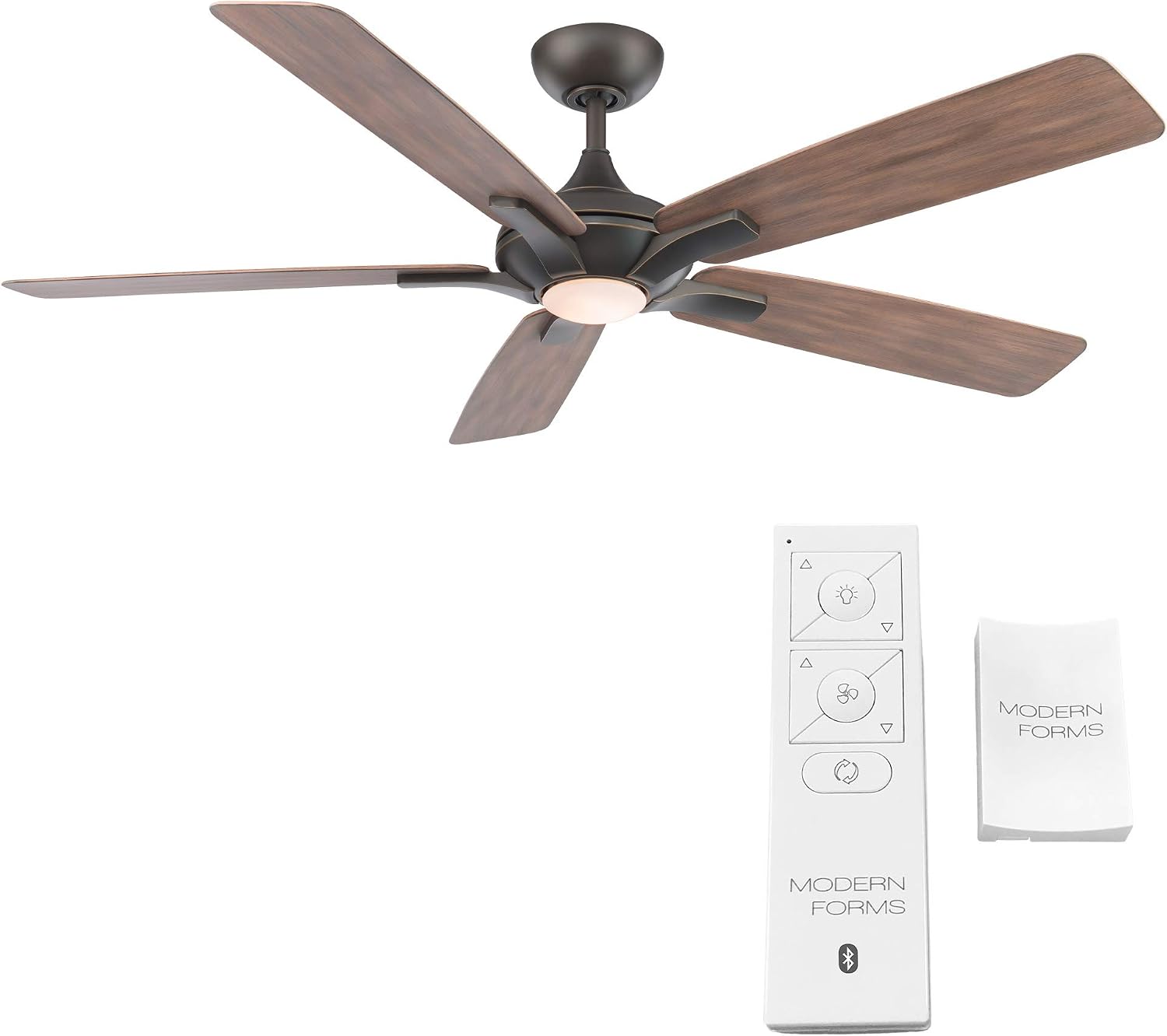 Modern Forms Mykonos Smart Indoor and Outdoor 5-Blade Ceiling Fan 60in Oil Rubbed Bronze Barn Wood with 2700K LED Light Kit and Remote Control worksworks with Alexa and iOS or Android App