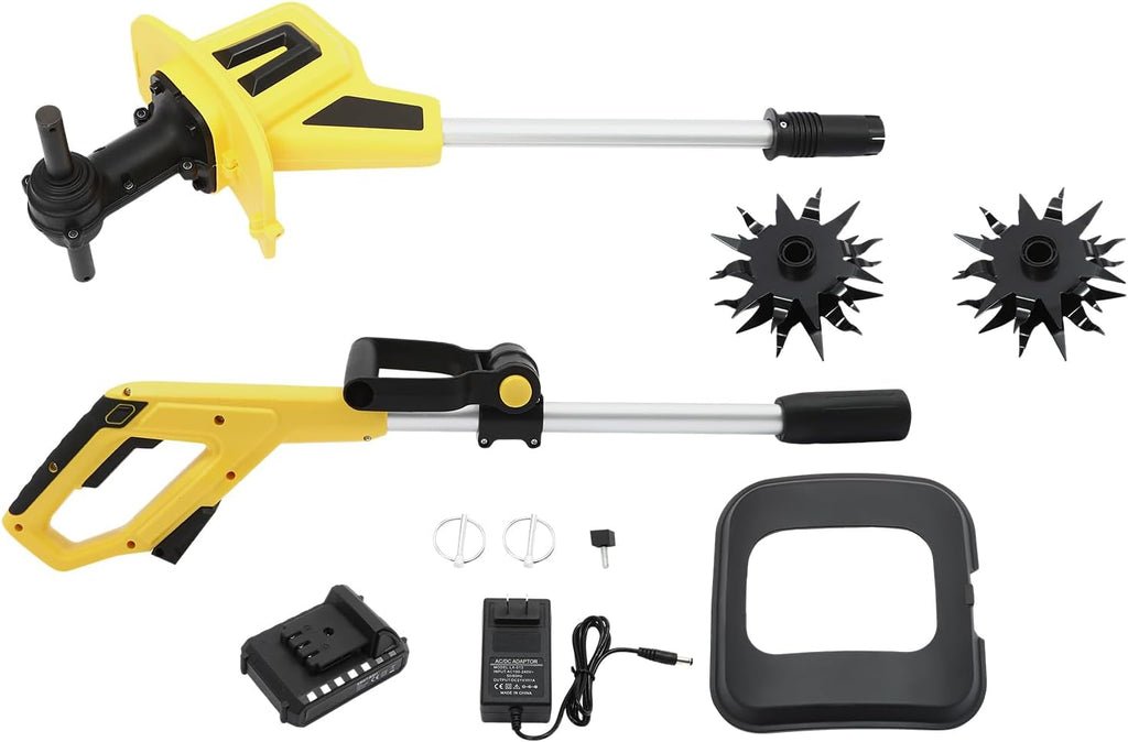 Cordless Garden Tiller Battery Powered Garden Cultivator, 270RPM Handheld Cordless Cultivator w/ 8.66in Tilling Width & 6.3in Tilling Depth, Mini Electric Rototillers for Gardening, Lawn