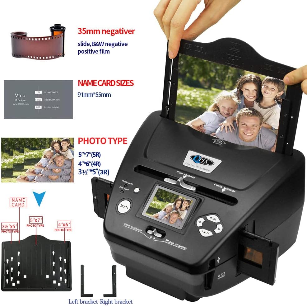 Film and Slide Scanner Digital FilmDigital Photo 16MP Film Scanner 4 in 1 Converts 35mm 135 Slides & Negatives for Saving to Files