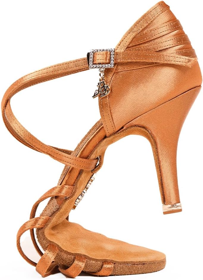 BDdance Women's Latin Salsa Tango Jazz Ballroom Performance Practice Heels #2324 Tan, 4.5-11