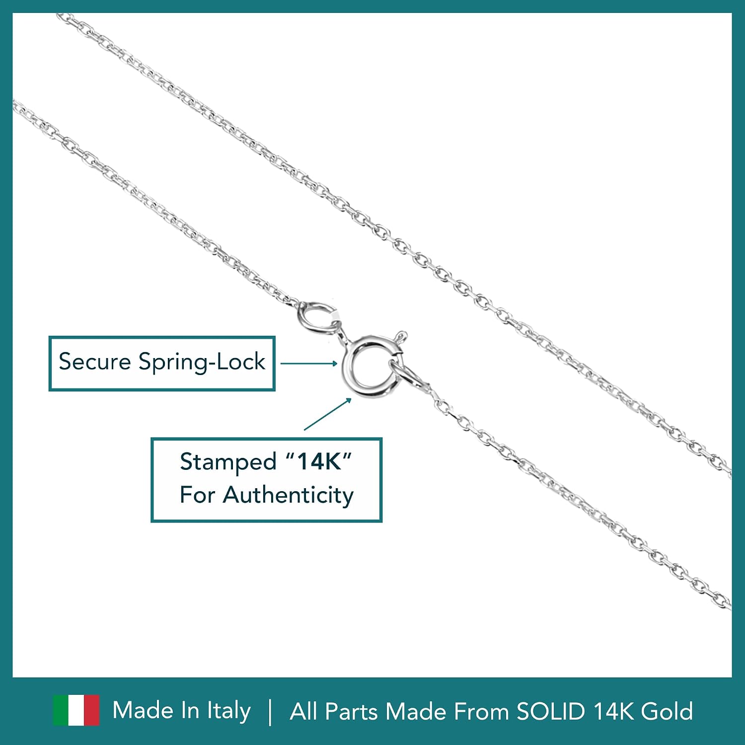 TILO JEWELRY 14k Solid Gold Diamond-Cut Cable Chain Necklace, Thin and Dainty Cable Chain 0.9mm Thick