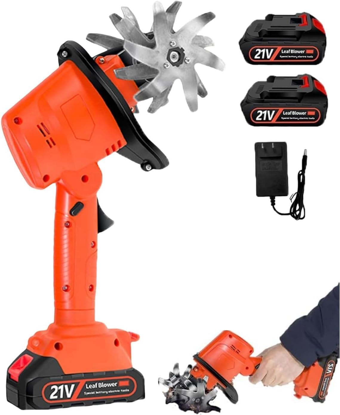 24v Cordless Electric Tiller Cultivator,Electric Garden Rotavator,Garden Soil Cultivator Rotavator,10cm Tilling Width,10cm Working Depth,for Farm,Yard,Lawn(2 Batteries)