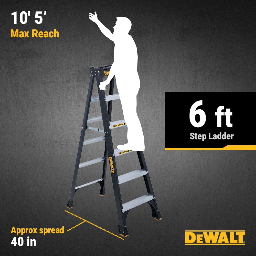 DeWalt Type IA 300lb Rated FG Stepladder 6' DXL3010-06