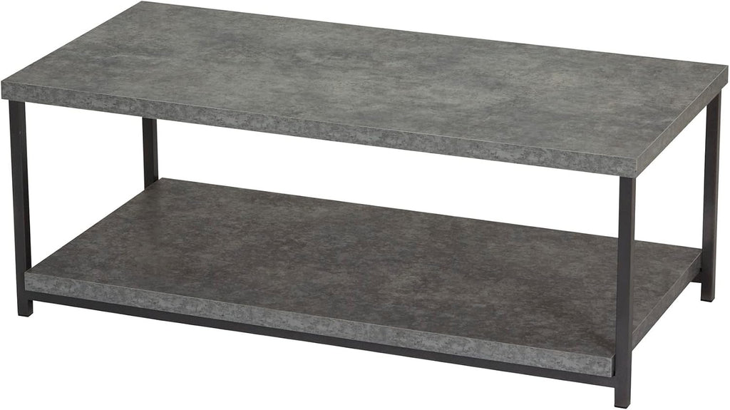 Household Essentials Slate Concrete Top Coffee Table with Iron Base