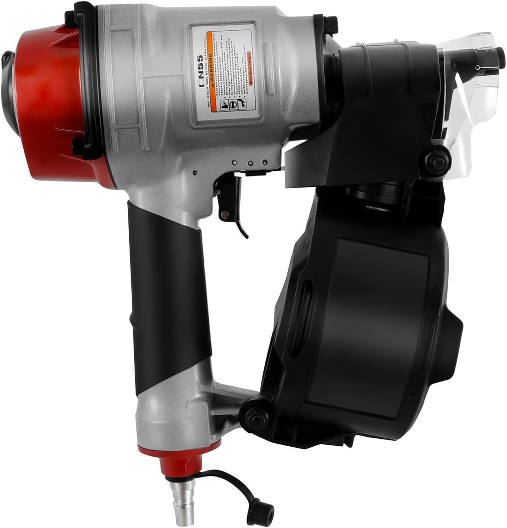 Pneumatic Coil Nailer, 15°and 16°Pneumatic Framing Nailer Gun, Coil Siding Nailer with 300-350 Nails, Single Shot & Continuous Firing, Dual Safety Functions, Compatible Nail Length 0.98-2.24in