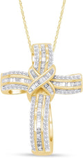 Infinity Cross Diamond Pendant Necklace for Women & Men, 1.00 Cttw Natural or Lab-Grown Diamond in 14K Gold Over 925 Sterling Silver, Religious Christian Jewelry Gift with 18' Chain