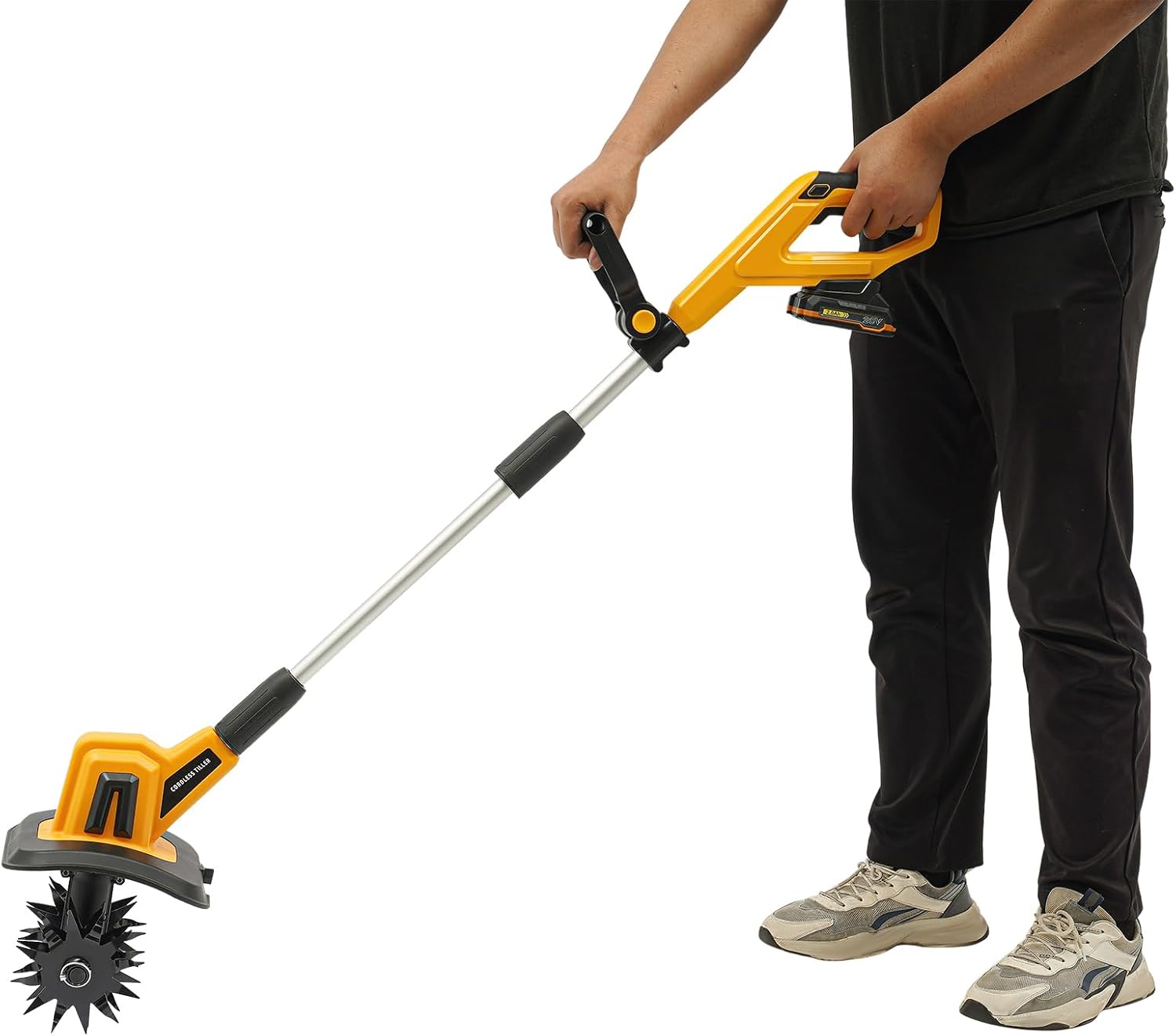 20V Cordless Tiller Cultivator, 270RPM Handheld Electric Tilling Machine, 8.66' Tilling Width, 6.3' Depth, Electric Garden Tiller with 2.0 AH Battery for Lawn/Gardening/Soil Cultivation