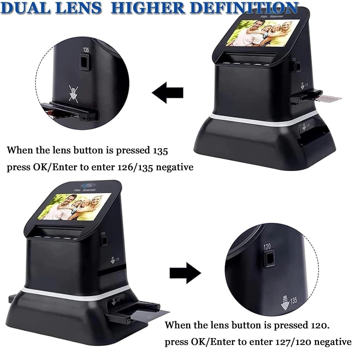 Film Scanner,Film Digital Converter,Digital Film Scanner,Film and Slide Scanner,Built-in Memory,Fast Scanning
