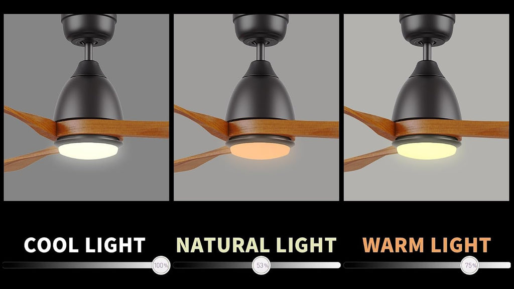 SMAAIR 60 Inch Ceiling Fans with Lights and Remote, Solid Wood Black Sambuca Modern Ceiling Fan with Lights, 10 Speed, Quiet DC Motor, Indoor 3 Blade Ceiling Fan for Indoor Bedroom Living Room