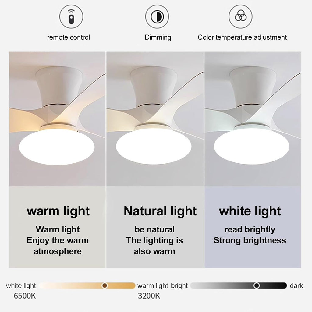 Ceiling Fans Lights with APP & Remote Control, Ceiling Fans with Lights and Remote, Modern Reversible Small Flush Mount Ceiling Fan 3 Colors Quiet 6 Speeds Ceiling Fan, for Bedroom/Patio(White)