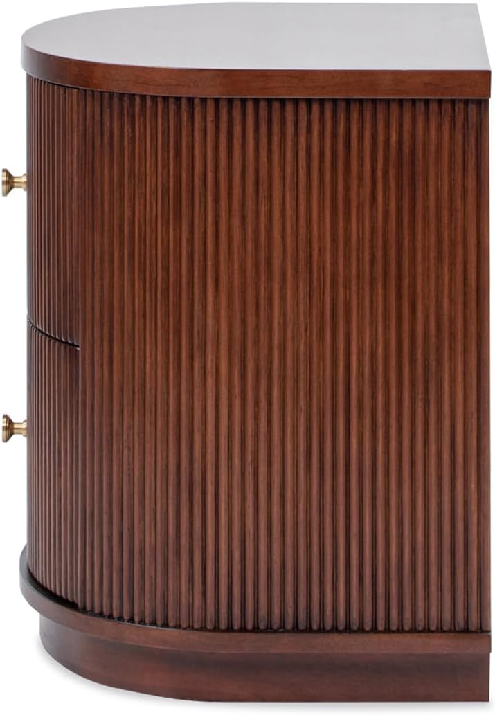 Jennifer Taylor Home Valentine 24' 2-Drawer Storage Side Table, Dark Walnut Beech Wood