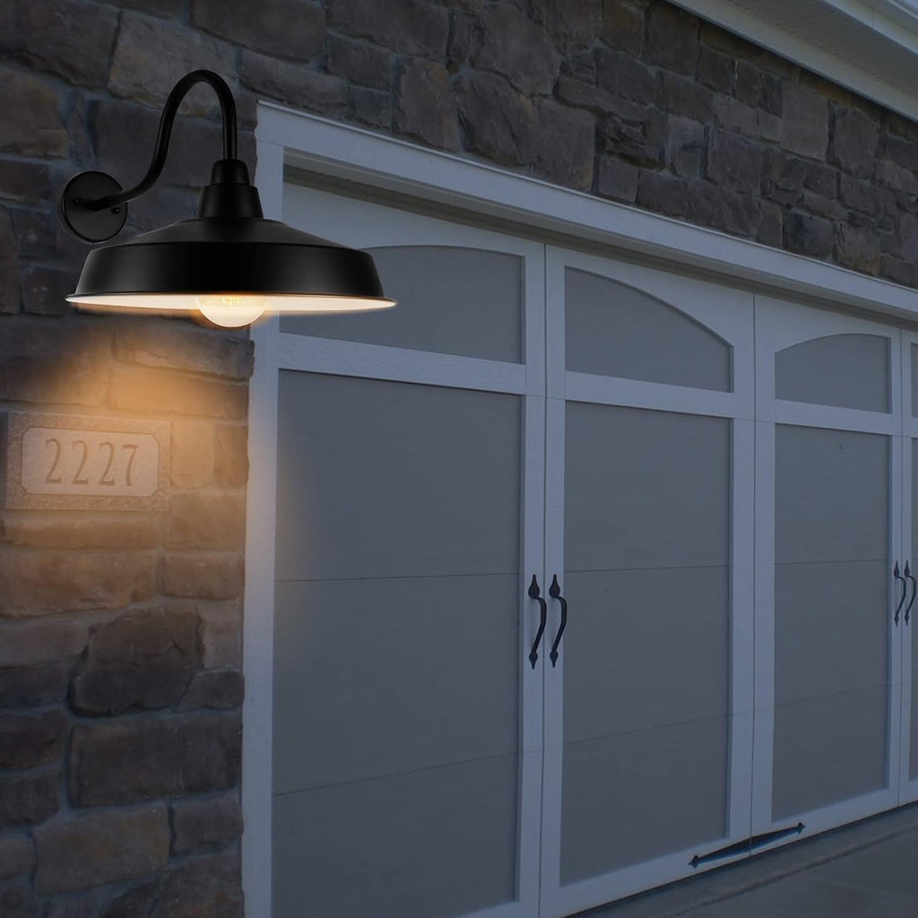 Barn Lights Outdoor, 16 Inch Dome Large Farmhouse Exterior Light Fixtures Wall Mount, Industrial Outdoor Wall Sconces Outside Made for Gooseneck Barn House Shop Front Porch Garage Entryway