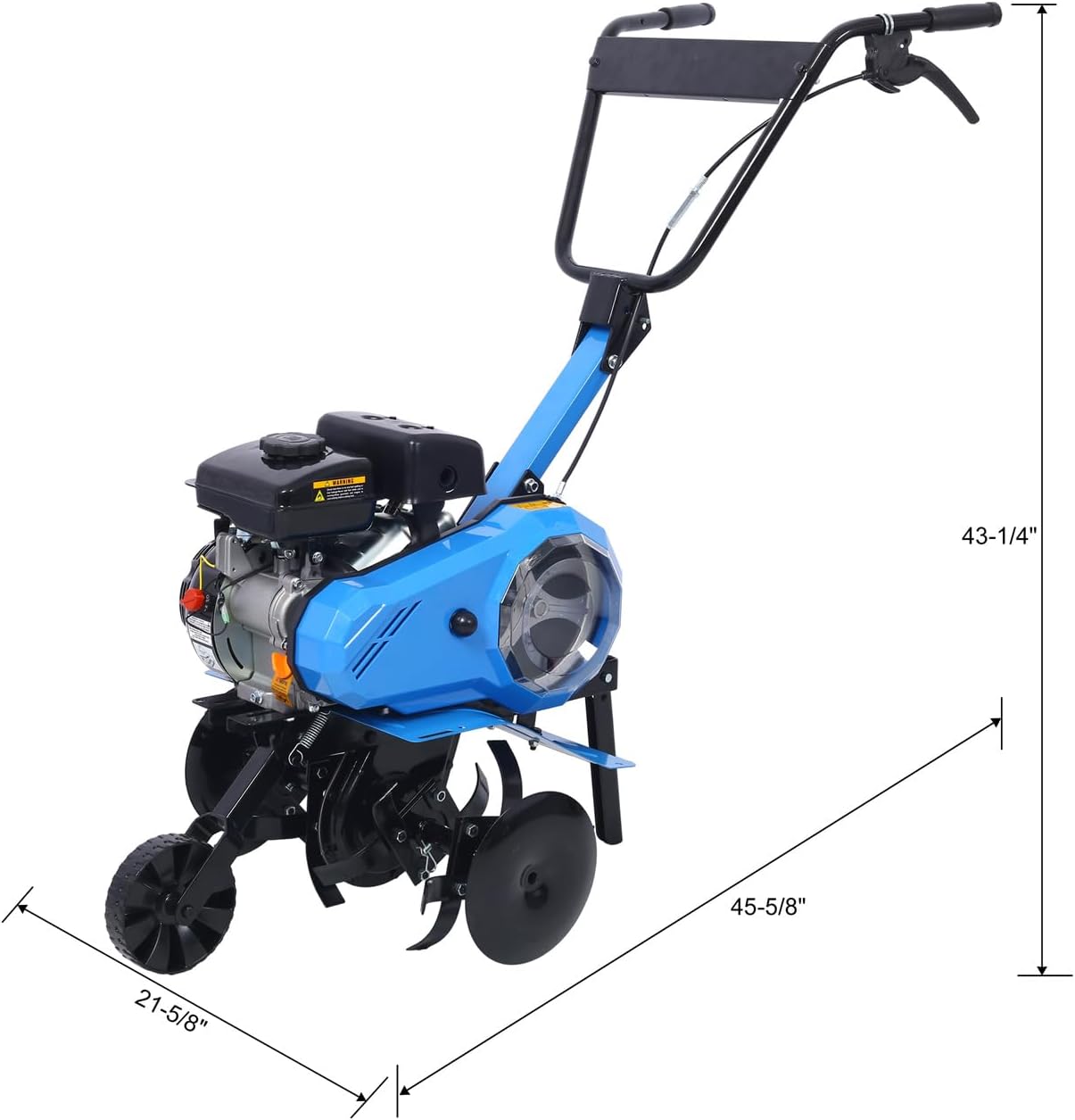 Gas-Powered 4-Cycle 2-in-1 Tiller and Cultivator, 78.5cc with Handle 18In Till Width, EPA (Blue-78.5cc)