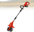 21v Cordless Tiller Cultivator, Gardening Tillers with 270RPM, 1 or 2 Battery Set, 20cm Width 25cm Depth, Portable for Lawn Garden Small Space Red-FourBlades-1battery